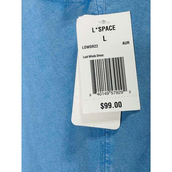 L*Space Lost Winds Mini Tee Shirt Dress Side Cut-Out – Blue – Size Large – NWT - Picture 8 of 8